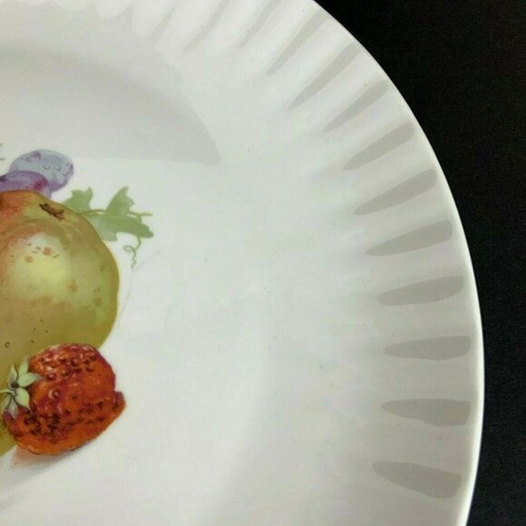 Retsch Wunsiedel Bavaria Porcelain Platter With Fruit Design Fluted Edge Vintage - Picture 3 of 5